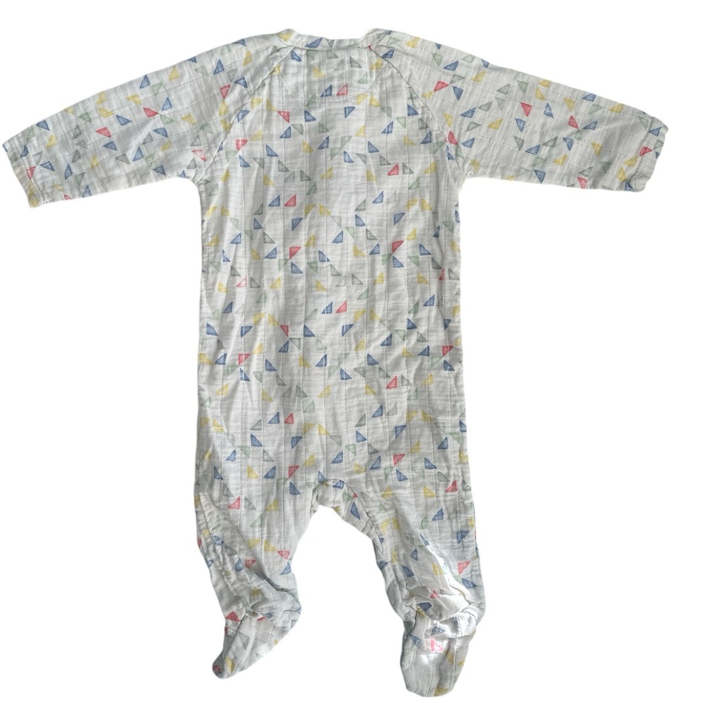 aden + anais newborn muslin footsie pjsize 3-6 months white and multicolor